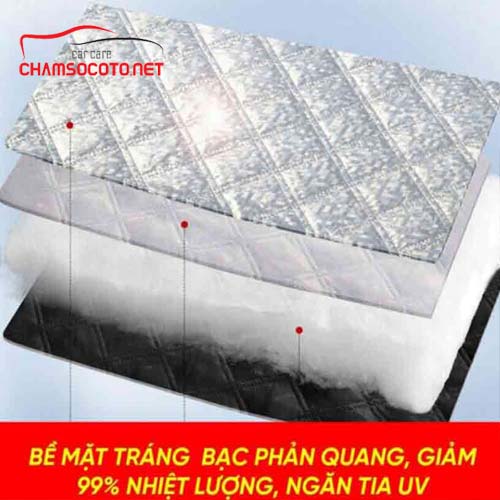 Bạt phủ che nắng chống nóng kính lái ô tô 3 lớp tráng bạc cao cấp