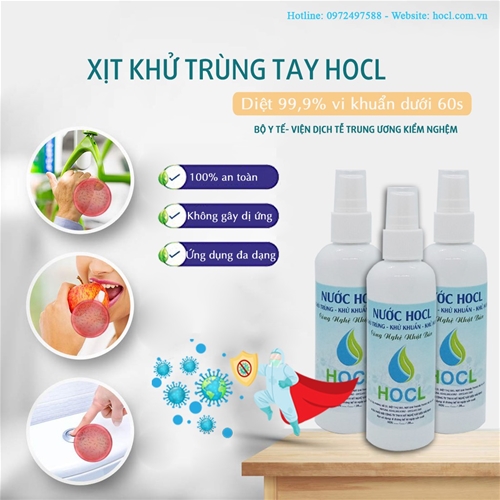 Nước khử trùng khử khuẩn HOCL chai xịt 100ml